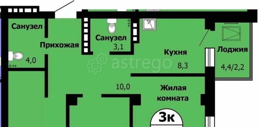 3-комн. квартира, 68.2 м2, 12/24 эт. Красноярск - изображение 1