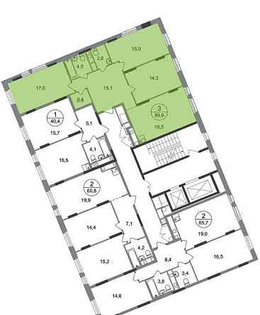 3-комн. квартира, 89 м2, 13/17 эт. Москва