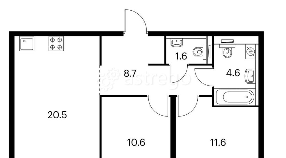 2-комн. апарт-ы, 56.8 м2, 16/20 эт. Москва - изображение 4