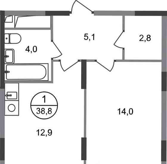1-комн. квартира, 38 м2, 10/17 эт. Москва