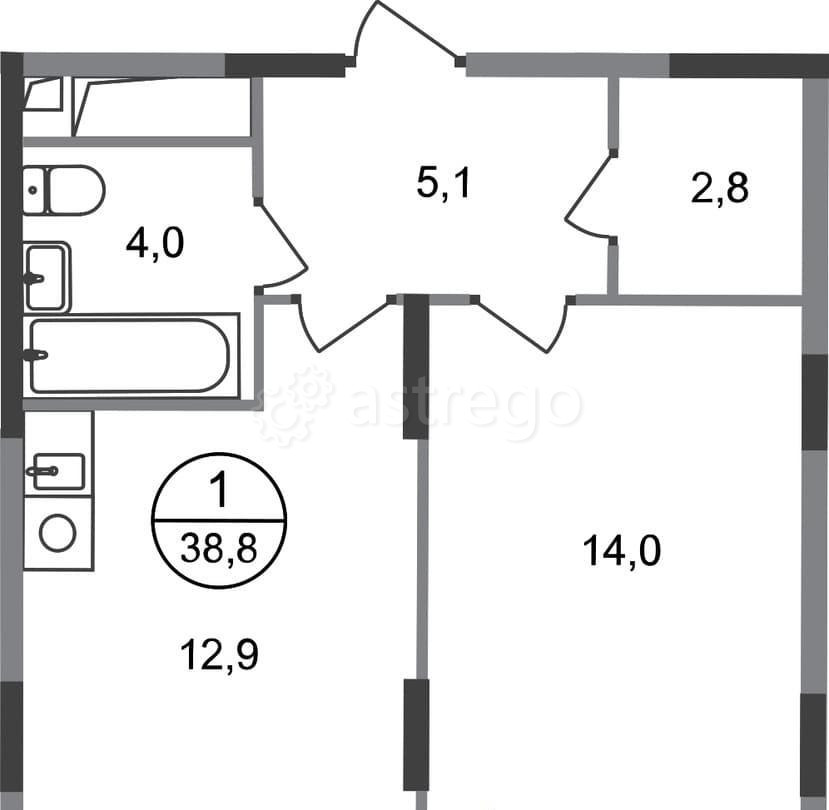 1-комн. квартира, 38 м2, 10/17 эт. Москва - изображение 1