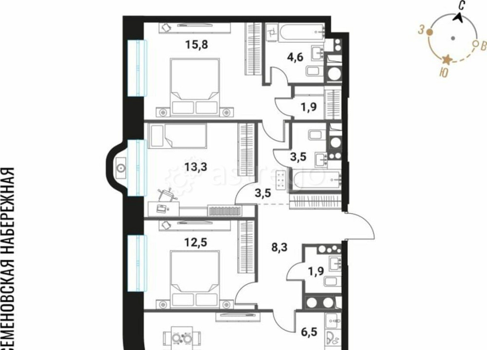 4-комн. квартира, 92.1 м2, 27/28 эт. Москва - изображение 1
