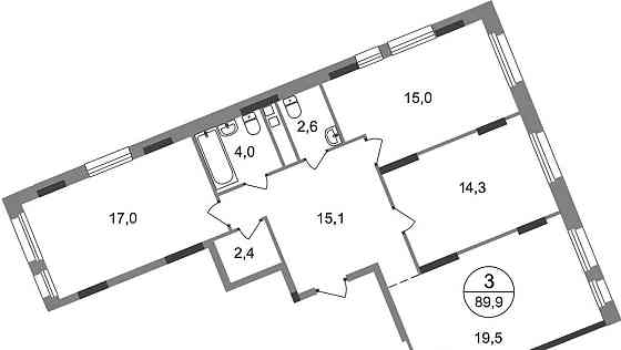 3-комн. квартира, 89 м2, 10/17 эт. Москва