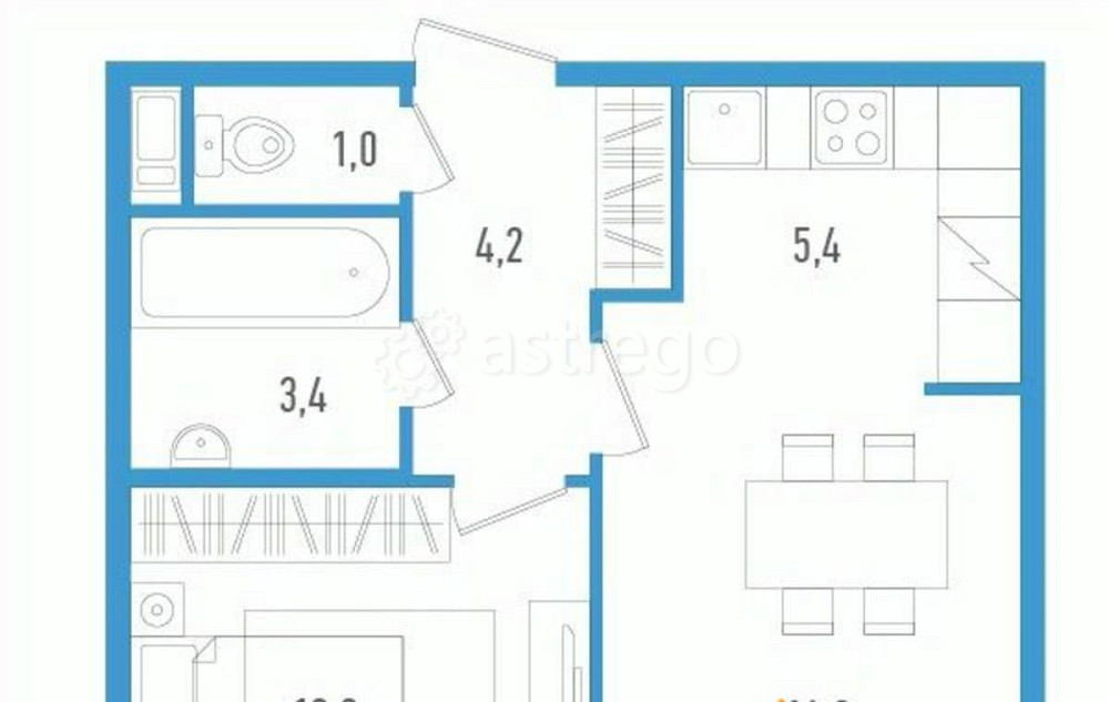 2-комн. квартира, 39.9 м2, 10/12 эт. Санкт-Петербург - изображение 1