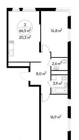 2-комн. квартира, 66 м2, 15/17 эт. Москва