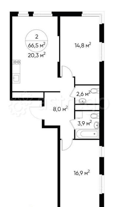 2-комн. квартира, 66 м2, 15/17 эт. Москва - изображение 1