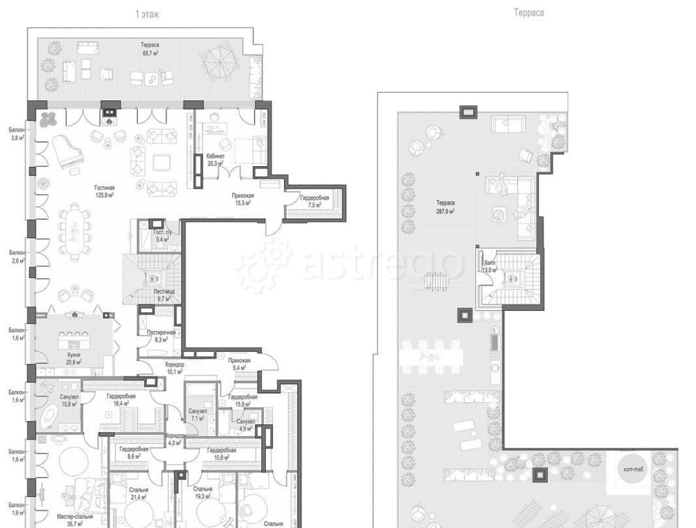 5-комн. квартира, 546.04 м2, 6/6 эт. Москва - изображение 1