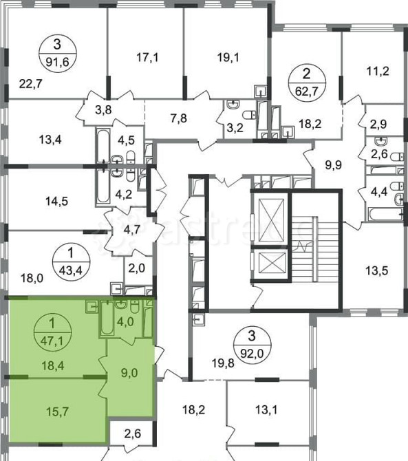 1-комн. квартира, 47 м2, 14/17 эт. Москва - изображение 10