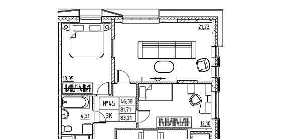 3-комн. квартира, 84.71 м2, 3/7 эт. Дубна