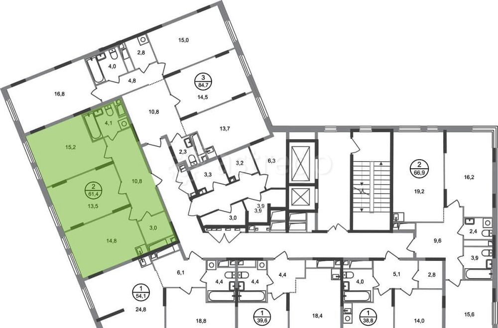 2-комн. квартира, 61 м2, 16/17 эт. Москва - изображение 6