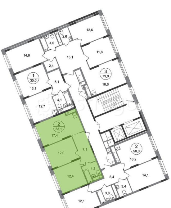 2-комн. квартира, 53 м2, 4/17 эт. Москва - изображение 4