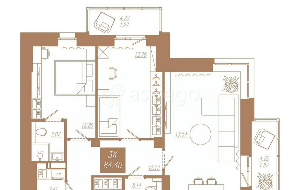 3-комн. квартира, 84.4 м2, 6/23 эт. Красноярск - изображение 1