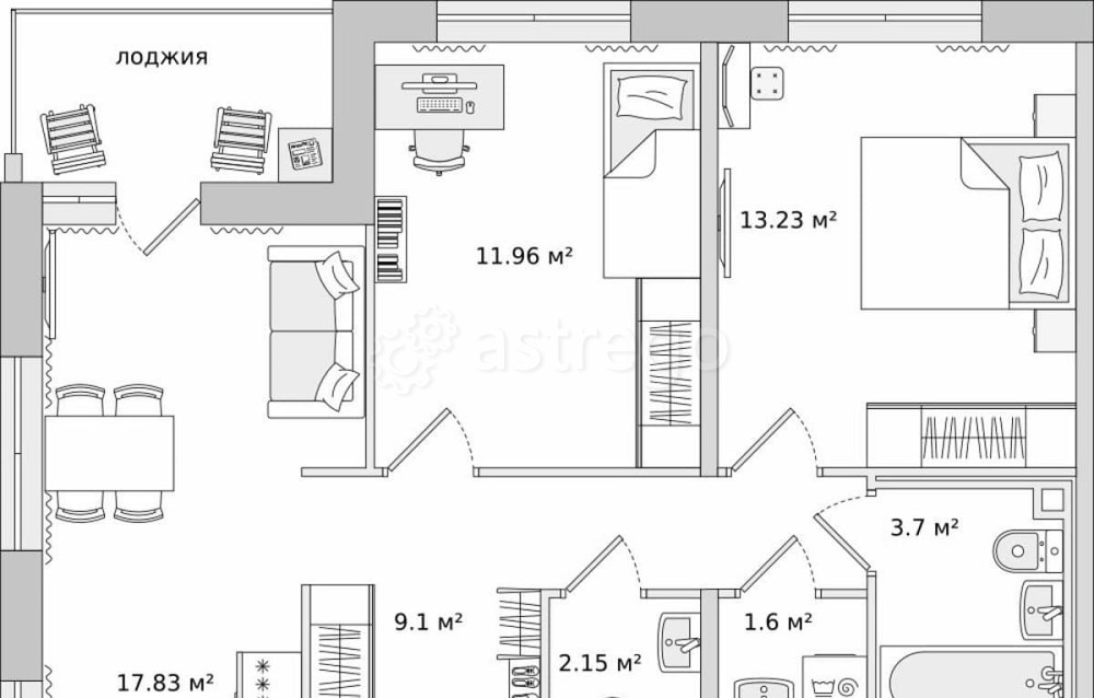 2-комн. квартира, 64.19 м2, 10/17 эт. Санкт-Петербург - изображение 7