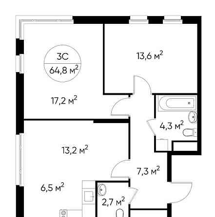 3-комн. квартира, 64 м2, 6/17 эт. Москва