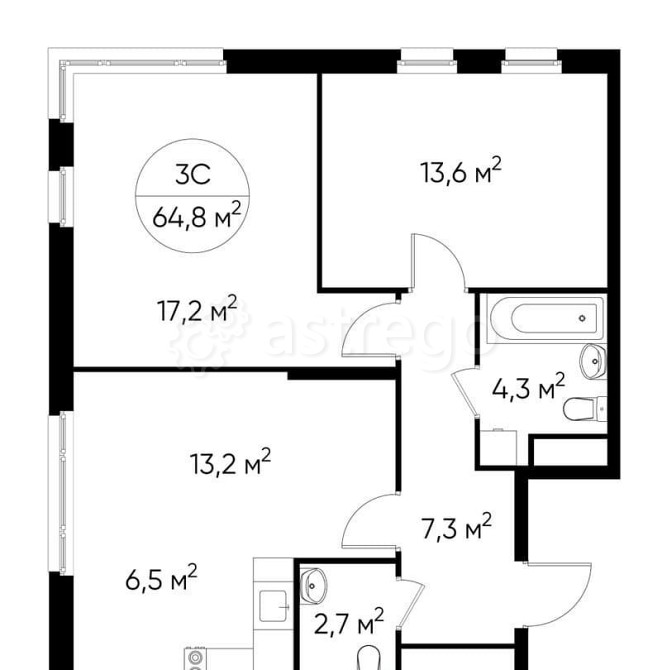 3-комн. квартира, 64 м2, 6/17 эт. Москва - изображение 1