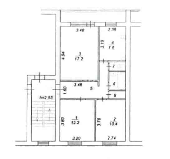 3-комн. квартира, 60.8 м2, 2/5 эт. Балашиха