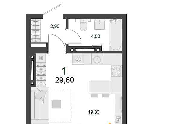 Студия, 30.4 м2, 2/23 эт. Красноярск