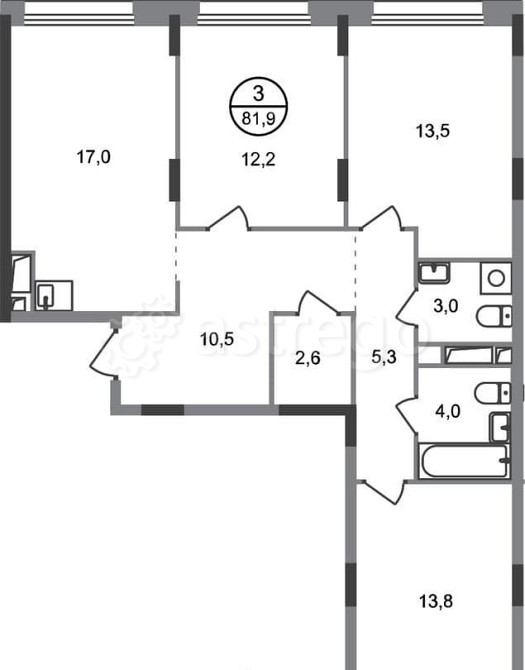 3-комн. квартира, 81 м2, 4/17 эт. Москва - изображение 1