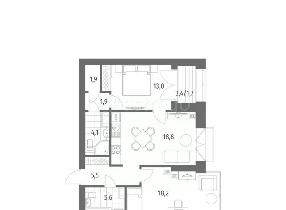 2-комн. квартира, 70.7 м2, 13/13 эт. Санкт-Петербург - изображение 7