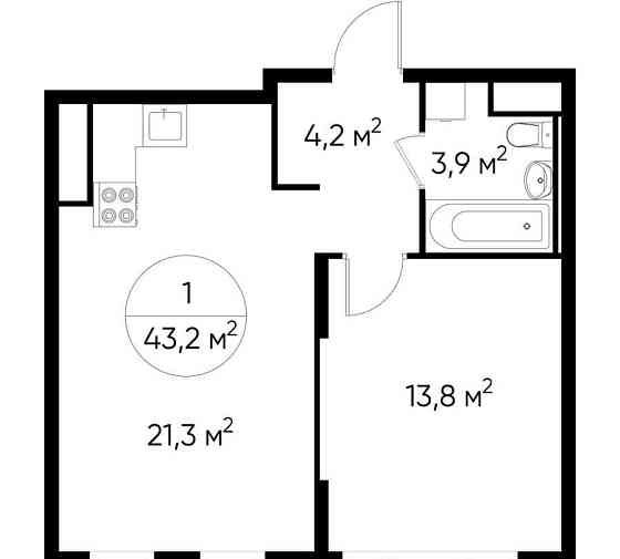 1-комн. квартира, 43 м2, 6/17 эт. Москва