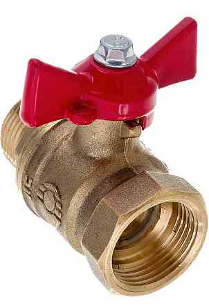 Кран шаровой латунь 11б27п1 Ду 15 Ру16 ВР/НР бабочка красная стальной шар SantechSystems Москва