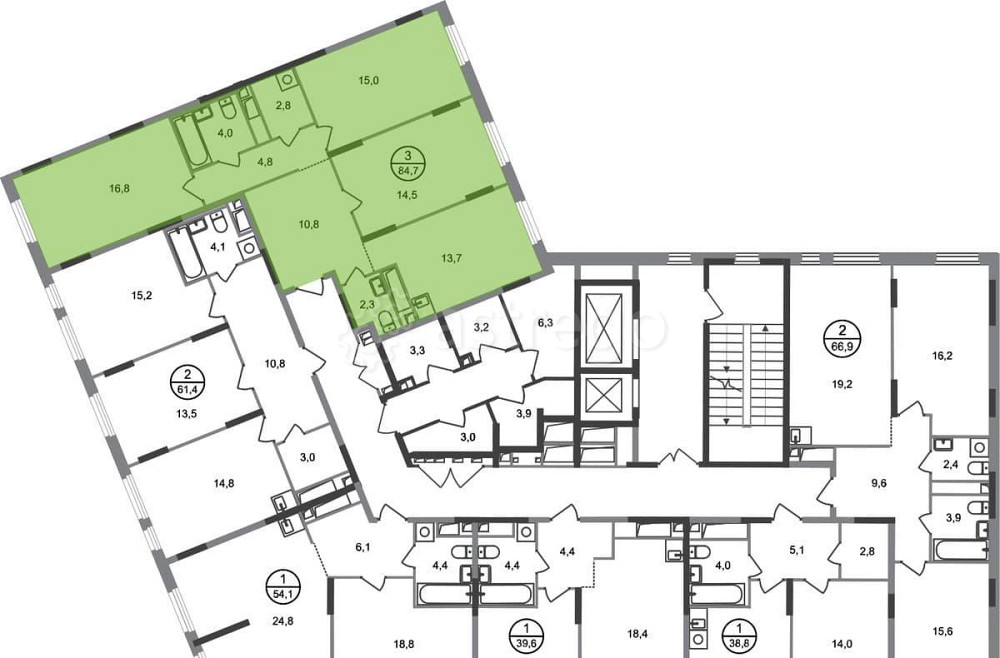 3-комн. квартира, 84 м2, 10/17 эт. Москва - изображение 6