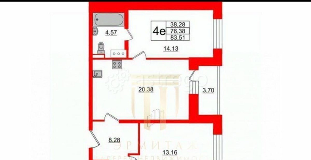 4-комн. квартира, 75.9 м2, 3/20 эт. Санкт-Петербург - изображение 6