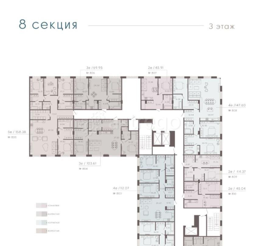 3-комн. квартира, 109.17 м2, 3/8 эт. Санкт-Петербург - изображение 5