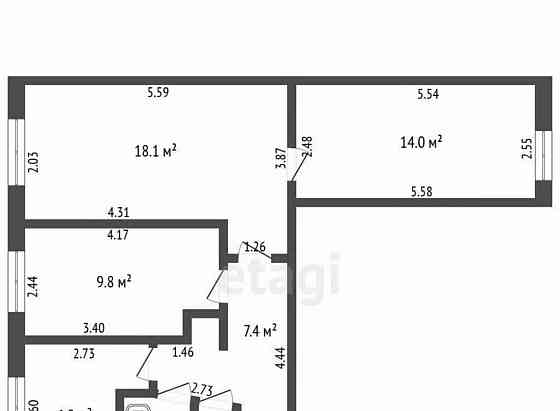 3-комн. квартира, 61 м2, 1/5 эт. Стерлитамак