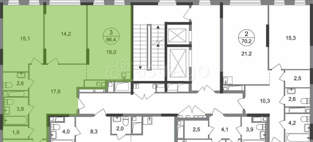 3-комн. квартира, 86.4 м2, 8/17 эт. Москва - изображение 2