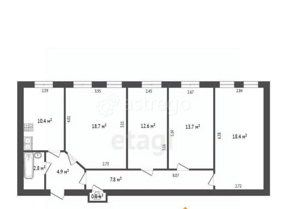 4-комн. квартира, 90.1 м2, 5/6 эт. Санкт-Петербург - изображение 3