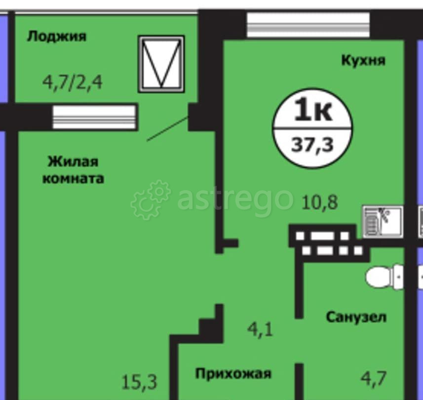 1-комн. квартира, 37.3 м2, 9/19 эт. Красноярск - изображение 1