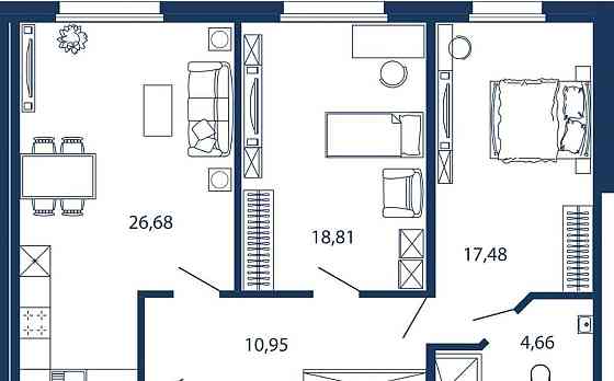 3-комн. квартира, 84.9 м2, 1/5 эт. Санкт-Петербург