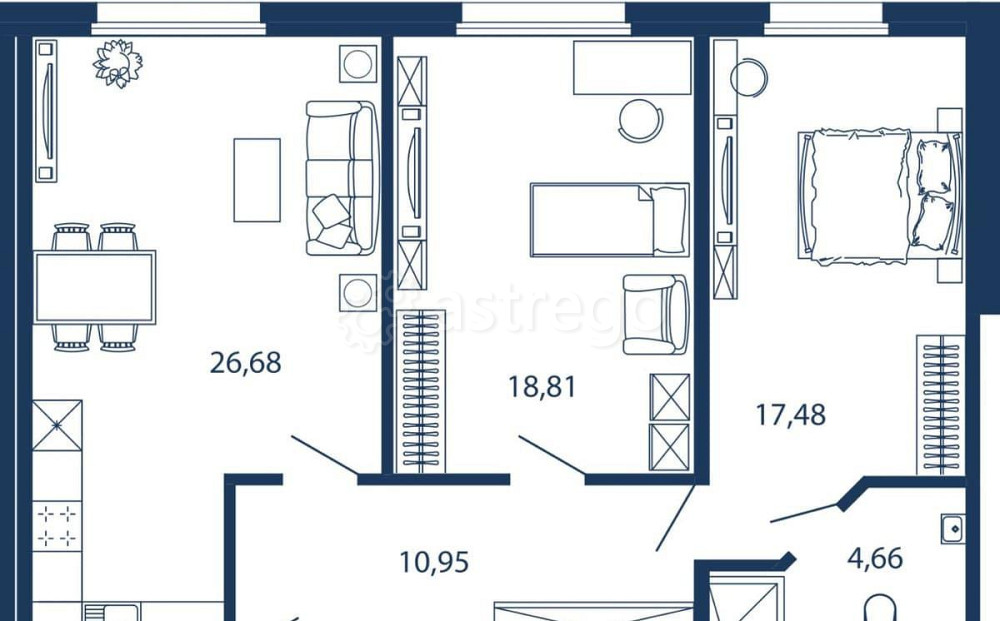 3-комн. квартира, 84.9 м2, 1/5 эт. Санкт-Петербург - изображение 1
