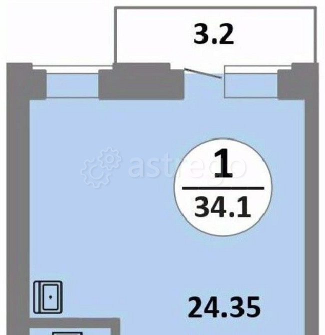 Студия, 34.1 м2, 12/14 эт. Красноярск - изображение 1