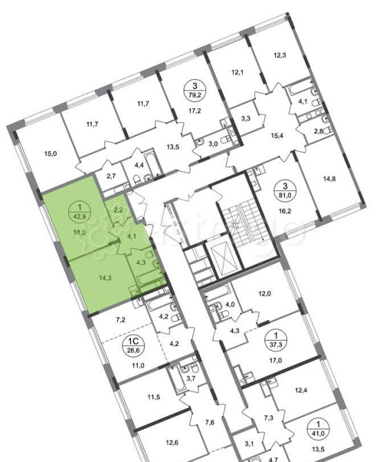 1-комн. квартира, 42 м2, 7/17 эт. Москва - изображение 4