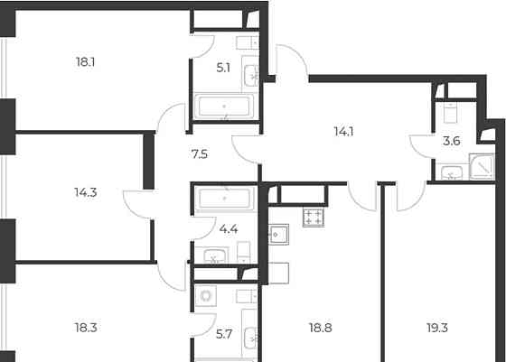4-комн. квартира, 129.2 м2, 20/21 эт. Москва