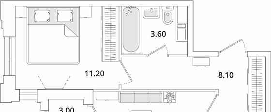 1-комн. квартира, 39.7 м2, 11/13 эт. Санкт-Петербург