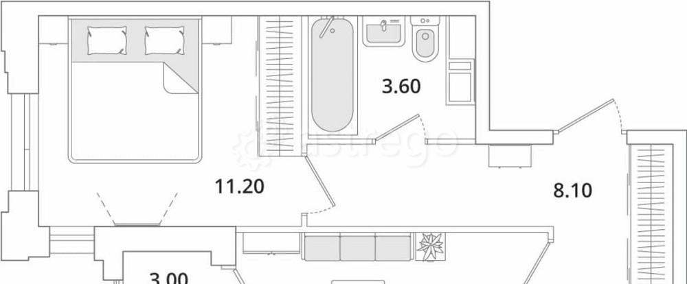 1-комн. квартира, 39.7 м2, 11/13 эт. Санкт-Петербург - изображение 1