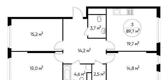 3-комн. квартира, 89 м2, 8/17 эт. Москва