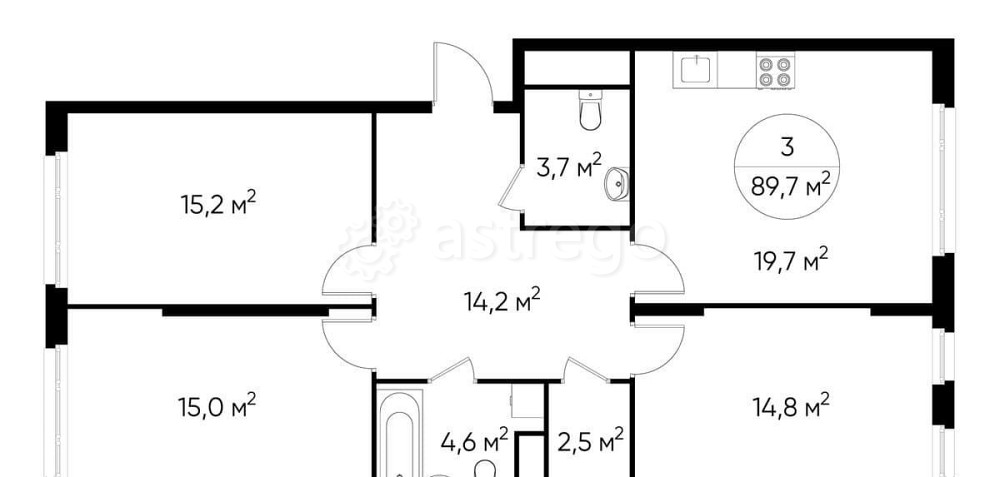 3-комн. квартира, 89 м2, 8/17 эт. Москва - изображение 1