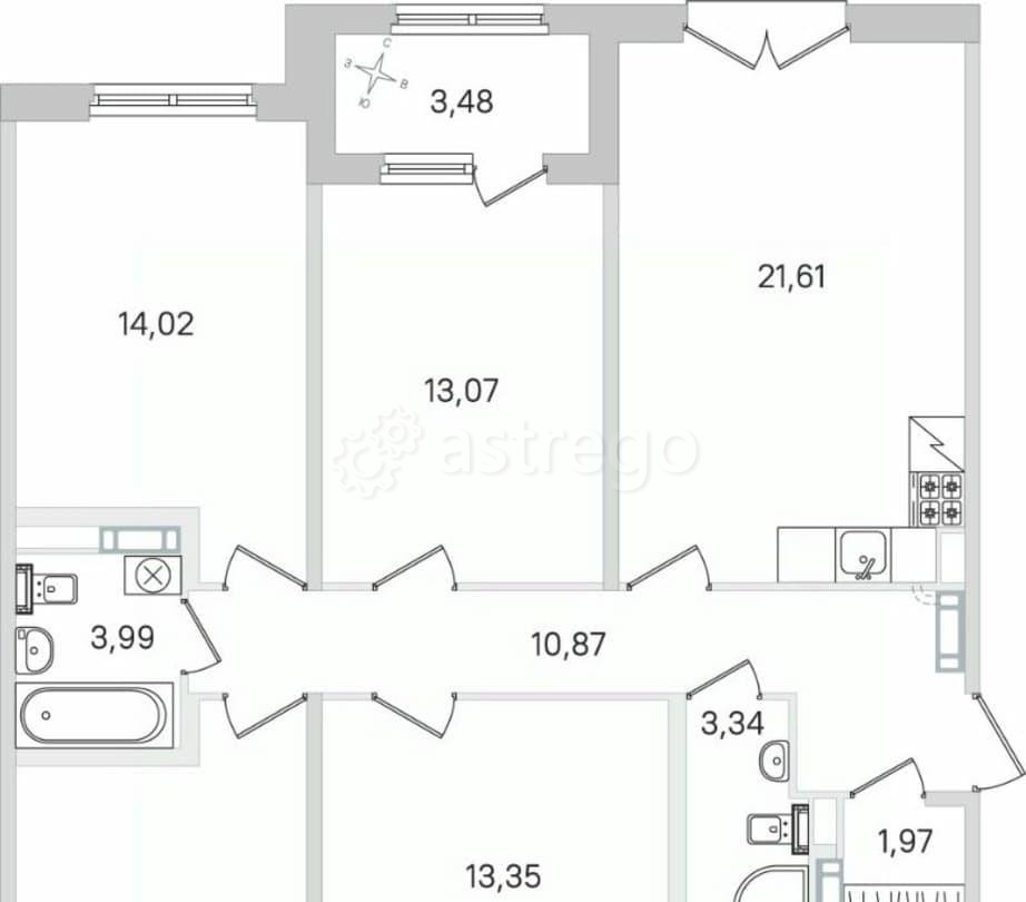 4-комн. квартира, 99.03 м2, 4/4 эт. Санкт-Петербург - изображение 1