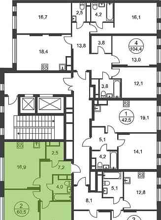 2-комн. квартира, 60 м2, 17/17 эт. Москва