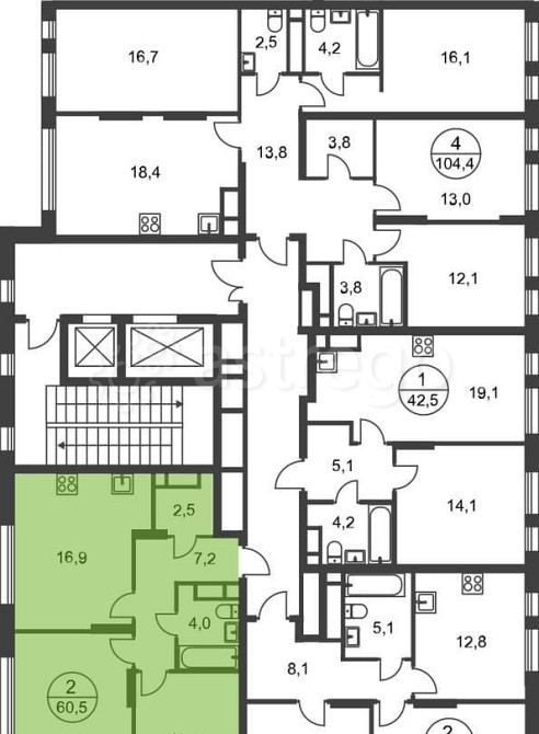 2-комн. квартира, 60 м2, 17/17 эт. Москва - изображение 3