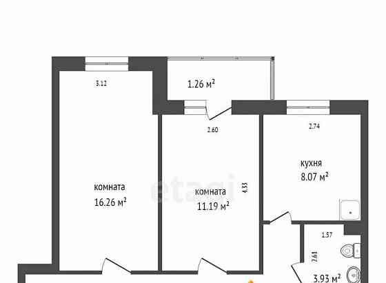 2-комн. квартира, 50.5 м2, 5/11 эт. Дивногорск