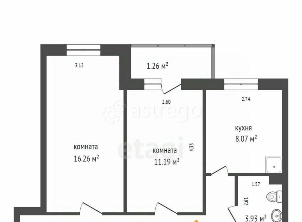 2-комн. квартира, 50.5 м2, 5/11 эт. Дивногорск - изображение 4