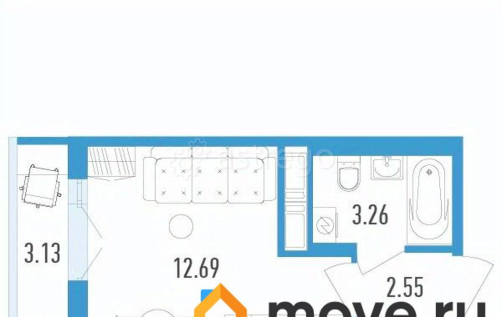 Студия, 19.44 м2, 11/12 эт. Санкт-Петербург - изображение 1