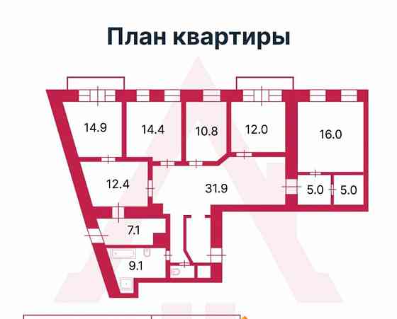 5-комн. квартира, 137.3 м2, 5/6 эт. Санкт-Петербург