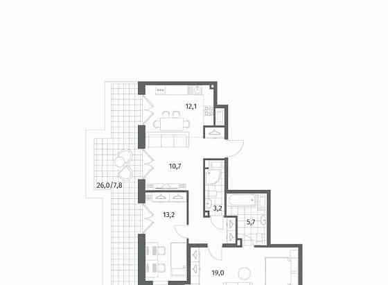3-комн. квартира, 79.7 м2, 8/8 эт. Санкт-Петербург