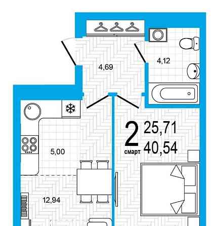 2-комн. квартира, 40.54 м2, 12/25 эт. Уфа